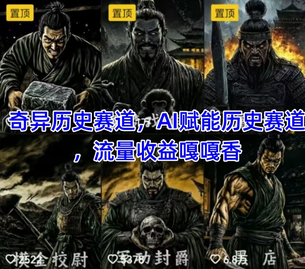 AI赋能历史赛道，流量收益嘎嘎香，狂撸伙伴计划-AI创作学习-提示词应用-短视频玩法灵卓AI学习网