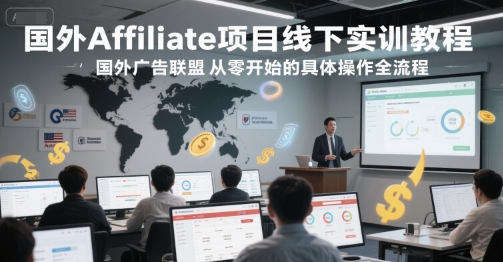 国外Affiliate项目线下实训教程，国外广告联盟从零开始的具体操作全流程-AI创作学习-提示词应用-短视频玩法灵卓AI学习网