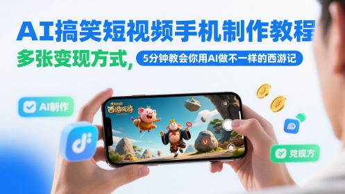 AI搞笑短视频手机制作教程：西游视频-AI创作学习-提示词应用-短视频玩法灵卓AI学习网