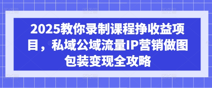 录制课程挣收益项目，私域公域流量IP营销做图包装变现全攻略-AI创作学习-提示词应用-短视频玩法灵卓AI学习网