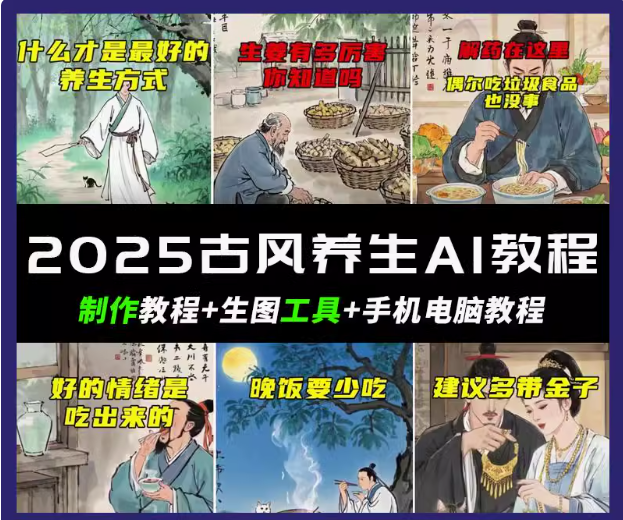 AI古风养生视频教程-AI创作学习-提示词应用-短视频玩法灵卓AI学习网