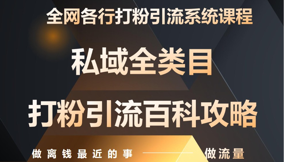 私域打粉引流神课，零基础手把手带你引流变现，月入9万-AI创作学习-提示词应用-短视频玩法灵卓AI学习网