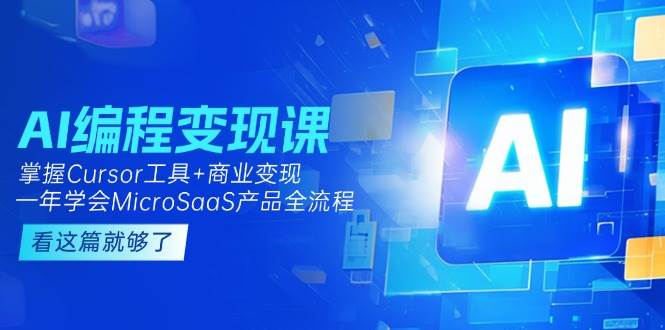 AI编程变现课：掌握Cursor工具+商业变现，一年学会MicroSaaS产品全流程-AI创作学习-提示词应用-短视频玩法灵卓AI学习网