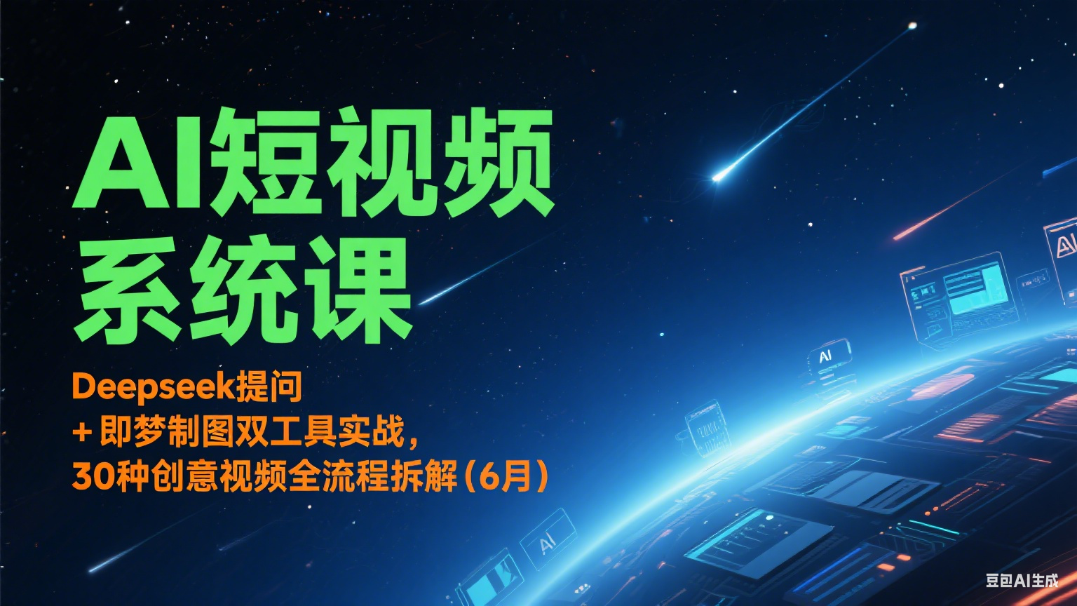 白杨：AI短视频系统课：Deepseek提问 + 即梦制图双工具实战，30种创意视频全流程拆解(6月)-AI创作学习-提示词应用-短视频玩法灵卓AI学习网