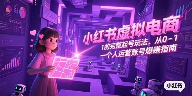 小红书虚拟电商，从0-1的完整起号玩法，一个人运营账号爆赚指南-AI创作学习-提示词应用-短视频玩法灵卓AI学习网