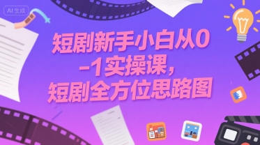 短剧新手小白从0-1实操课，短剧全方位思路图，45分钟直播教学-AI创作学习-提示词应用-短视频玩法灵卓AI学习网