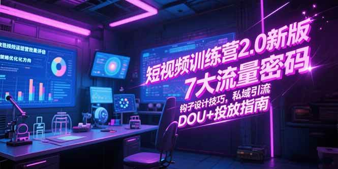 短视频训练营2.0:7大流量密码+钩子设计技巧+私域引流+DOU+投放指南-AI创作学习-提示词应用-短视频玩法灵卓AI学习网