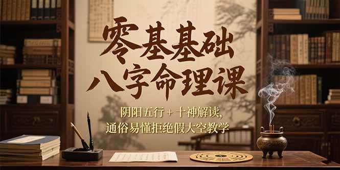 零基础八字命理课，阴阳五行+十神解读，通俗易懂拒绝假大空教学-AI创作学习-提示词应用-短视频玩法灵卓AI学习网