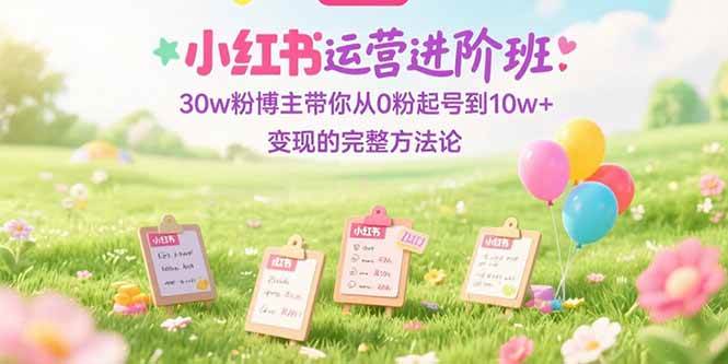 小红书运营进阶班：30w粉博主带你从0粉起号到10w+变现的完整方法-AI创作学习-提示词应用-短视频玩法灵卓AI学习网