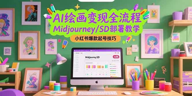 AI绘画变现全流程，Midjourney/SD部署教学，小红书爆款起号技巧-AI创作学习-提示词应用-短视频玩法灵卓AI学习网