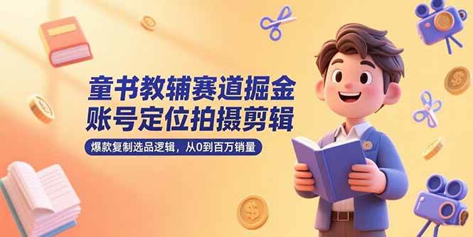 童书教辅赛道掘金，账号定位拍摄剪辑，爆款复制选品逻辑，从0到百万销量-AI创作学习-提示词应用-短视频玩法灵卓AI学习网