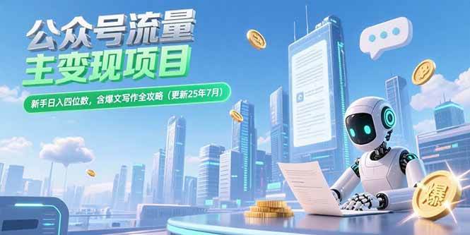 格莱：公众号流量主变现项目：含爆文写作全攻略(更新25年7月)-AI创作学习-提示词应用-短视频玩法灵卓AI学习网