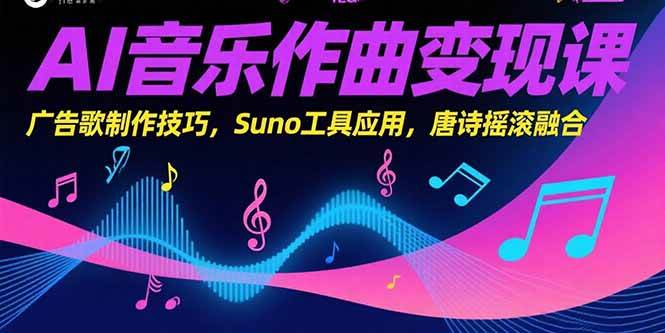 AI音乐作曲变现课，广告歌制作技巧，Suno工具应用，唐诗摇滚融合-AI创作学习-提示词应用-短视频玩法灵卓AI学习网