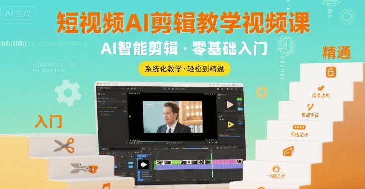 短视频AI创作+剪辑教学视频课，入门到精通【共计260+节课】-AI创作学习-提示词应用-短视频玩法灵卓AI学习网