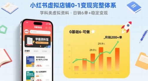 小红书虚拟店铺0-1变现完整体系：卖学科类虚拟资料，一天6张+，很稳定【已完结】-AI创作学习-提示词应用-短视频玩法灵卓AI学习网