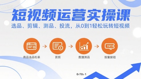 短视频运营实操课，选品、剪辑、测品、投流，从0到1轻松玩转短视频-AI创作学习-提示词应用-短视频玩法灵卓AI学习网