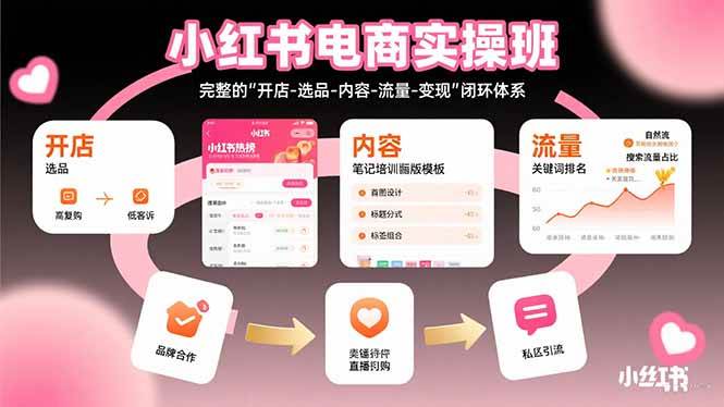 小红书电商实操班：完整的”开店-选品-内容-流量-变现”闭环体系-AI创作学习-提示词应用-短视频玩法灵卓AI学习网
