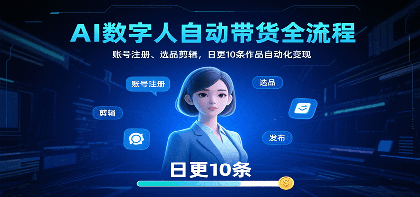 AI数字人自动带货全流程：账号注册、选品剪辑，日更10条作品自动化变现-AI创作学习-提示词应用-短视频玩法灵卓AI学习网
