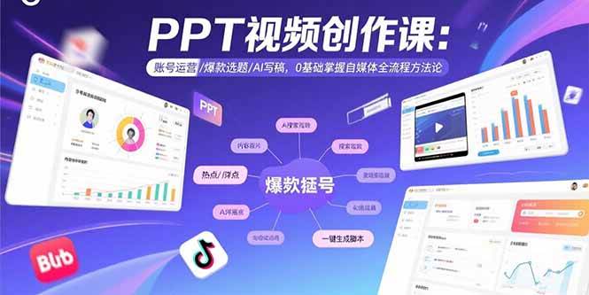 用PPT制作自媒体视频：账号运营/爆款选题/AI写稿，0基础掌握自媒体全流程方法论-AI创作学习-提示词应用-短视频玩法灵卓AI学习网
