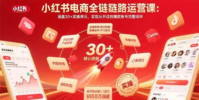 小红书电商全链路运营课：涵盖30+实操单元，实现从开店到爆款账号完整闭环-AI创作学习-提示词应用-短视频玩法灵卓AI学习网
