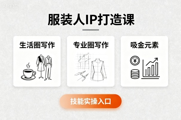 服装人IP打造课，文案创富+生活圈写作+专业圈写作+服装人专属+吸金元素+技能实操-AI创作学习-提示词应用-短视频玩法灵卓AI学习网