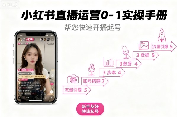 小红书直播运营0-1实操手册，帮您快速开播起号-AI创作学习-提示词应用-短视频玩法灵卓AI学习网
