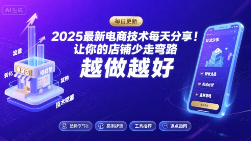 2025最新电商技术每天分享，让你的店铺少走弯路，越做越好(更新8月)-AI创作学习-提示词应用-短视频玩法灵卓AI学习网