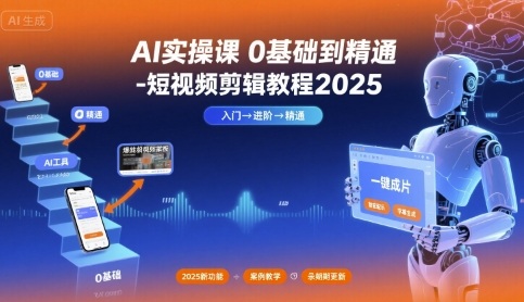 AI实操课0基础到精通-短视频剪辑教程2025-AI创作学习-提示词应用-短视频玩法灵卓AI学习网
