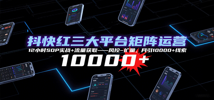 抖快红三大平台矩阵运营，12小时SOP实战+流量获取-风控-扩量，月引10000+线索-AI创作学习-提示词应用-短视频玩法灵卓AI学习网